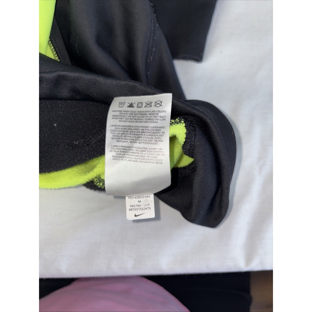 Nike Hoodie Mens Medium Therma Fit Black Neon Green Swoosh Pullover Sweatshirt - Picture 13 of 14